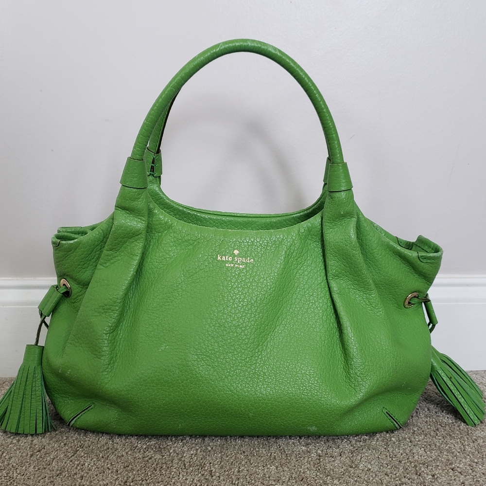 KATE SPADE Kelly Green Southport Ave Stevie Lether Shoulder Handbag